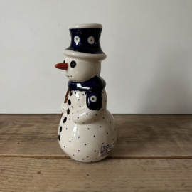 Bunzlau Sneeuwpop kandelaar 16 cm