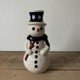 Bunzlau Sneeuwpop kandelaar 16 cm