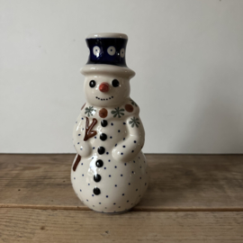 Bunzlau Sneeuwpop kandelaar 16 cm