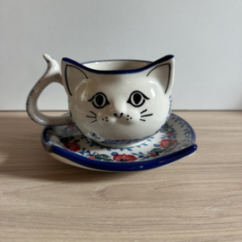Bunzlau Kattenkopje en schotel H16-3214