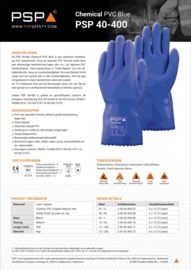 Guantes de trabajo resistentes a productos químicos PSP 40-400 Chemical PVC Blue 30 cm