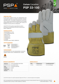 Work gloves 'American' PSP 33-100 Corium Canadian, Cowhide grain leather (0.8 - 1.0 mm)