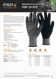 Werkhandschoenen PSP 10-570 Allround Nitrile Foam Plus, Zwart