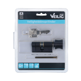 Safety profile cylinder VEILIG S7 Expert SKG 3, with knob (black)