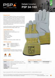 Guantes de trabajo «Americano» PSP 34-103 Corium Canadian – Piel de vacuno (1,1 – 1,2 mm) – Solo en talla 10 / XL