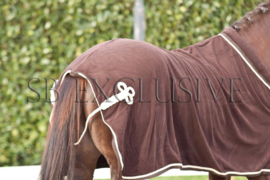 Luxe wollen paarden statiedeken, 800 grams vulling, donker bruin