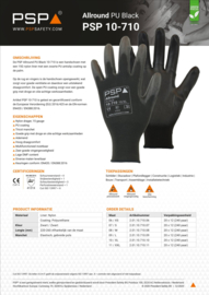 Work gloves PSP 10-710 Allround PU Black Nylon, Black