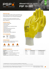 Work gloves PSP 10-202 Allround NBR Lite, Closed back, Yellow