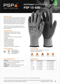 Guantes de trabajo resistentes a cortes PSP 15-600 Cut Protect D - PU 13GG