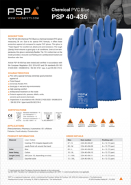 Chemical resistant work gloves PSP 40-436 Chemical PVC Blue 36 cm
