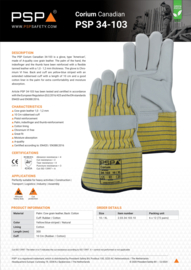 Guantes de trabajo «Americano» PSP 34-103 Corium Canadian – Piel de vacuno (1,1 – 1,2 mm) – Solo en talla 10 / XL