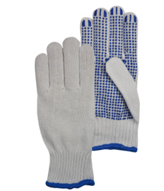 Cotton work gloves PSP 20-300 circular knitted poly/cotton, with PVC dots (per bag of 12 pairs)