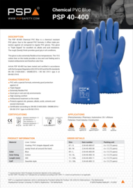 Guantes de trabajo resistentes a productos químicos PSP 40-400 Chemical PVC Blue 30 cm