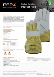 Guantes de trabajo «Americano» PSP 34-101 Corium Canadian – Piel de vacuno (1,1 – 1,2 mm) – Solo en talla 10 / XL