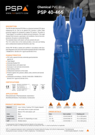 Guantes de trabajo resistentes a productos químicos PSP 40-466 Chemical PVC Blue 66 cm