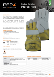 Gants de travail 'Américain' PSP 33-100 Corium Canadian, Cuir fleur de vache (0,8 - 1,0 mm) - Seulement en taille 10 / XL