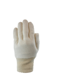 Cotton work gloves PSP 20-220 Interlock Ecru Cuff 280 gr (per bag of 12 pairs)