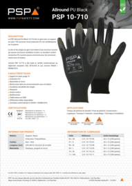 Arbeitshandschuhe PSP 10-710 Allround PU Black Nylon, Schwarz