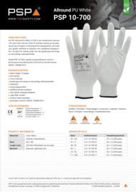 Arbeitshandschuhe PSP 10-700 Allround PU White Nylon, Weiß