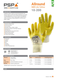 Work gloves PSP 10-200 Allround NBR Lite, Breathable back, Yellow