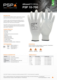 Arbeitshandschuhe PSP 10-700 Allround PU White Nylon, Weiß