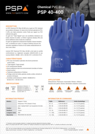 Guantes de trabajo resistentes a productos químicos PSP 40-400 Chemical PVC Blue 30 cm