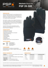 Work Gloves PSP 39-500 Mechanic Black Pro, Black