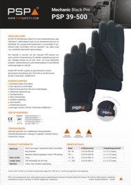 Werkhandschoenen PSP 39-500 Mechanic Black Pro, Zwart