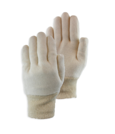 Cotton work gloves PSP 20-220 Interlock Ecru Cuff 280 gr (per bag of 12 pairs)