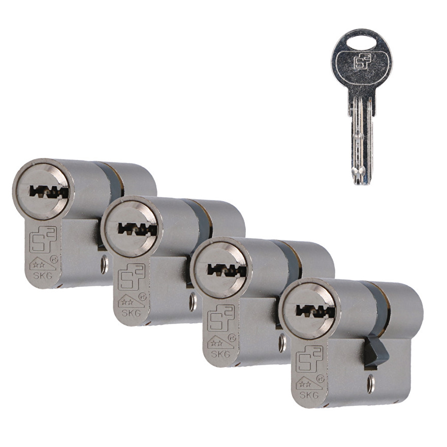 Set of keyed alike cylinders operated with a single key