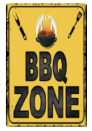 Tekstbord BBQ Zone (geel)