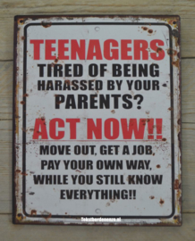 Tekstbord Teenagers act now