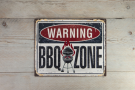 Tekstbord Warning BBQ Zone (25 x 20 cm)