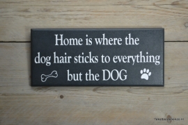Tekstbord Home is where the dog hair sticks..