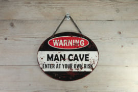 Tekstbord Warning Man Cave (ovaal)