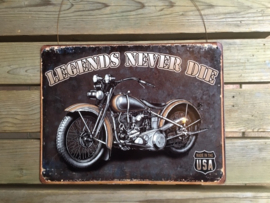 Tekstbord Legends never die