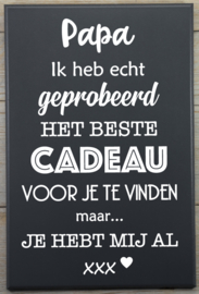 Tekstbord Papa, het beste cadeau