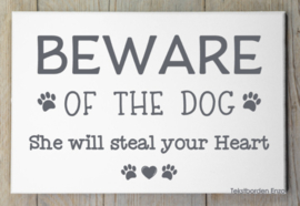 Tekstbord Beware of the dog (3 versies)