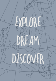 Tekstbord Explore, Dream, Discover