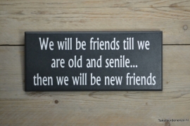 Tekstbord We will be friends till we are old and senile...