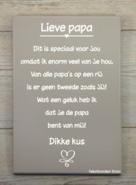 Tekstbord Lieve papa (dikke kus)