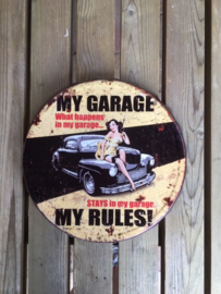 Tekstbord Bierdop My garage my rules