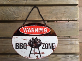 Tekstbord Warning BBQ Zone (ovaal)