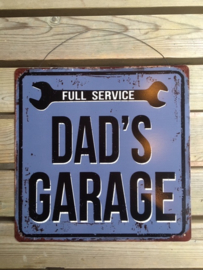 Tekstbord Dad's Garage, full service (vierkant)
