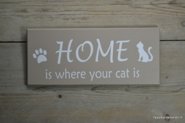 Tekstbord Home is where your cat is