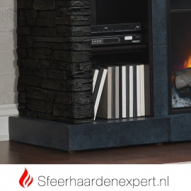 TV meubel Classicflame Matterhorn met sfeerhaard, kleur Stonelook met Mahonie