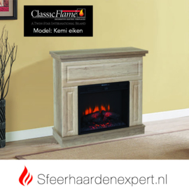 Classicflame schouw ombouw Kemi Eiken met elektrische sfeerhaard CF23