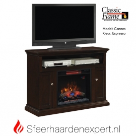 TV meubel Classic Flame elektrische sfeerhaard met schouw Cannes Espresso