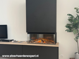 Sfeerhaard 85 cm - Elektrische haard driezijdig, inbouw, App, écht hout en verwarming