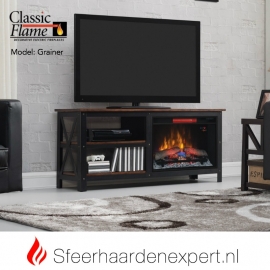 TV meubel Classicflame Grainger van metaal en hout met sfeerhaard CF26